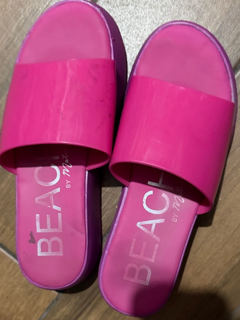 Beach By Max Hot Pink Slide Sandals